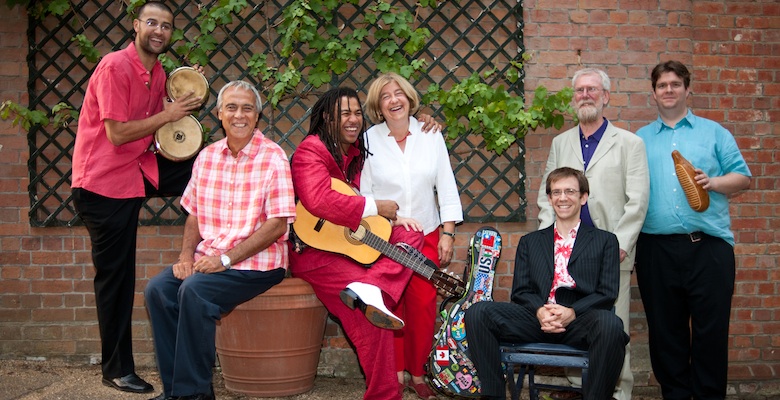 Live Latin Charanga Band Cafecito before performing at a birthday party in Waddesden, Buckinghamshire