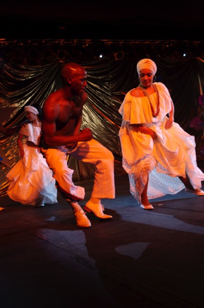 Two rumba dancers in the groove to our live salsa band